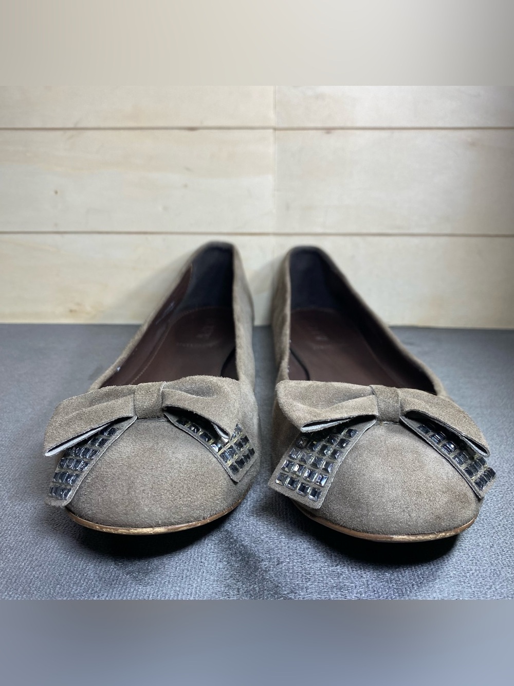 J Crew Ballet Flats Suede Leather Women's Size 8 Shoes Bow Slip-Ons - Picture 5 of 13